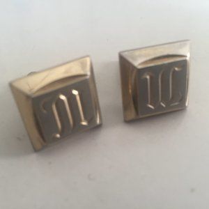 Vintage gold monogrammed cuff links M or W